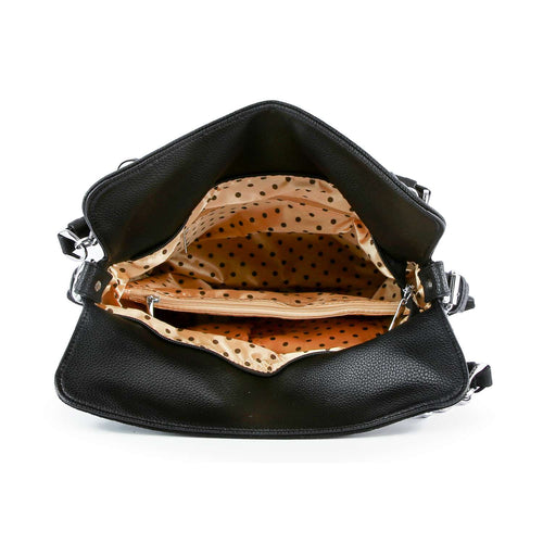 Dazzling Rhinestone Butterfly Shoulder Bag - Black Vegan Leather