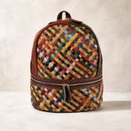 Color Story Genuine Leather Woven Backpack