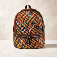 Color Story Genuine Leather Woven Backpack