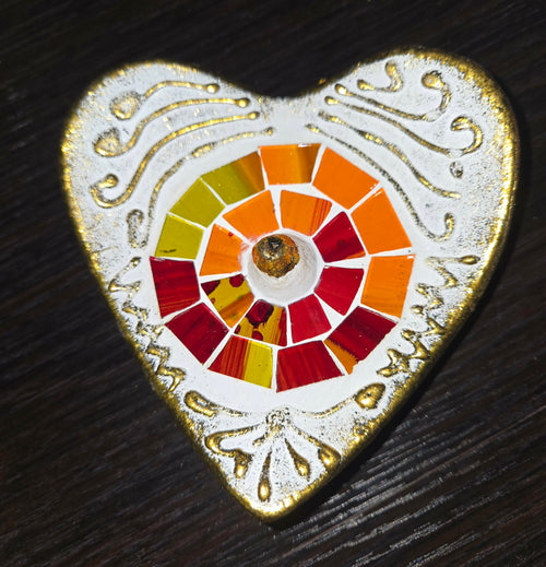 Mosaic Heart Incense Holder – Decorative Burner