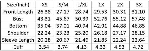 BOO-JEE ghost pullover size chart