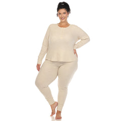 The Cozy Core Waffle Pajama Set β Soft, Stretchy Comfort for Cold Nights - Plus Size