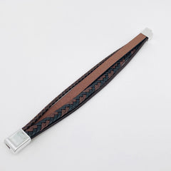 Faith & Strength Braided Cross Leather Bracelet