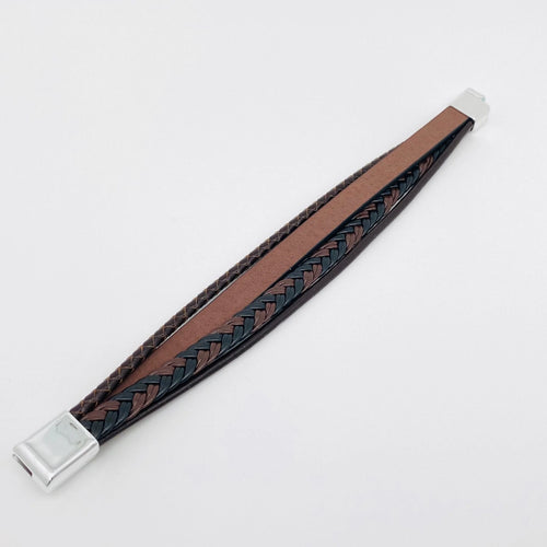 Faith & Strength Braided Cross Leather Bracelet