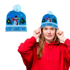 Holiday LED Pom Pom Beanie β Light Up the Season in Comfort and Cheer