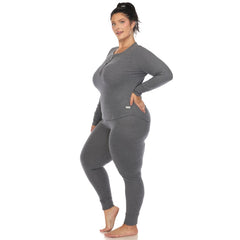 The Cozy Core Waffle Pajama Set β Soft, Stretchy Comfort for Cold Nights - Plus Size