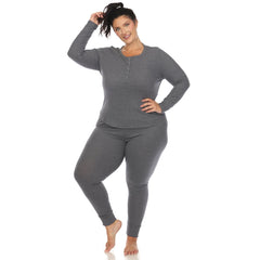 The Cozy Core Waffle Pajama Set β Soft, Stretchy Comfort for Cold Nights - Plus Size
