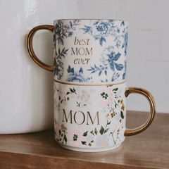 Floral Mom Coffee Mug – 14oz Gold Handle