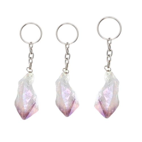 Raw Lavender Aura Crystal Keychain