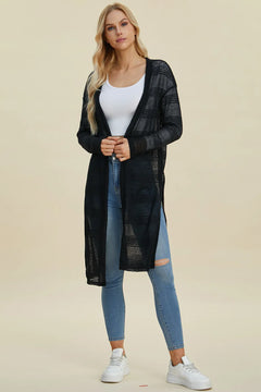 Black Double Take Open Front Longline Cardigan – boutique layering piece
