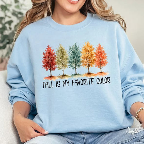 Fall Is My Favorite Color Graphic Sweatshirt in Light Blue