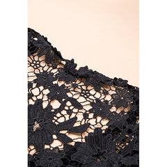 Black Crochet Lace Button Up Blouse