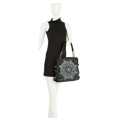 Boho Rhinestone Pattern Shoulder Handbag