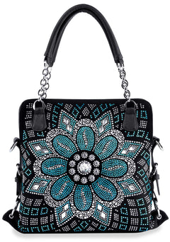 Boho Rhinestone Pattern Shoulder Handbag