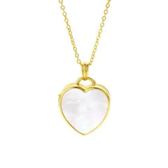 Mother of Pearl Heart Locket 18kt gold vermeil product and lifestyle view