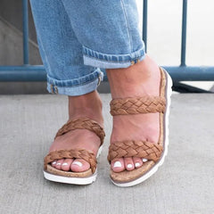 Moonlight Braided Sandals in Cognac β Corkys Footwear