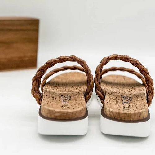 Moonlight Braided Sandals in Cognac β Corkys Footwear