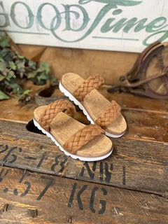 Moonlight Braided Sandals in Cognac β Corkys Footwear