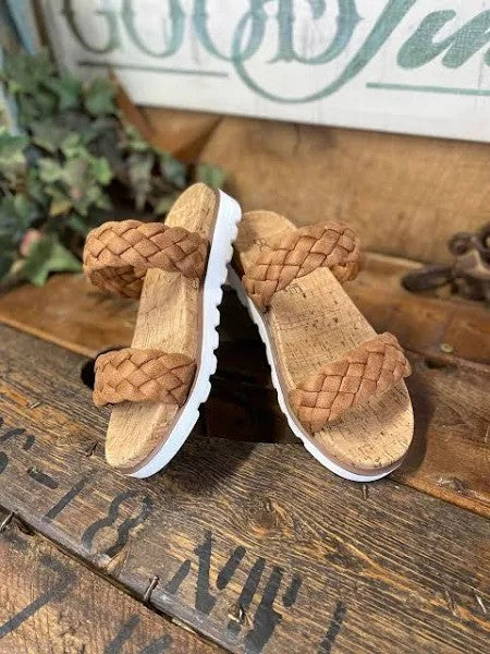 Moonlight Braided Sandals in Cognac β Corkys Footwear