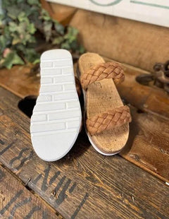 Moonlight Braided Sandals in Cognac β Corkys Footwear