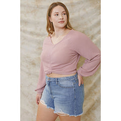 KanCan Women's Plus Size High Rise Mom Shorts