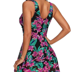 1 Piece Multicolor Flower Print Swimdress