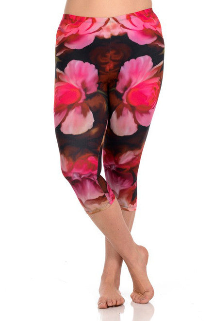 Retro Rose Bliss Plus Size Buttery Soft Capris – BeYOUtifully Comfortable