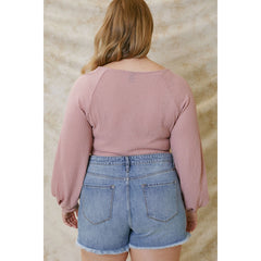 KanCan Women's Plus Size High Rise Mom Shorts