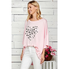 Oversized heart printed top - Highly Stretchy Top - Regular & Plus Size Tops