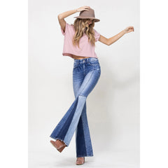 High Rise Super Flare With Color Block Panels