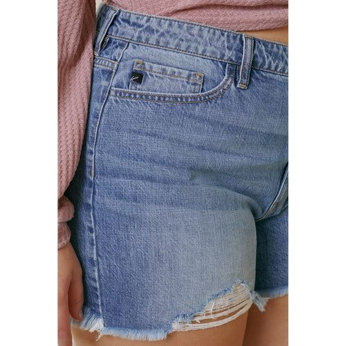 KanCan Women's Plus Size High Rise Mom Shorts