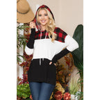 Ivory & Red Plaid Hooded Top