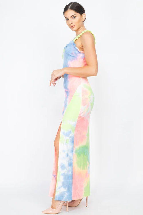 Tie Dye Ribbed Knit Maxi Dress - Summer Dress - Tie Dye