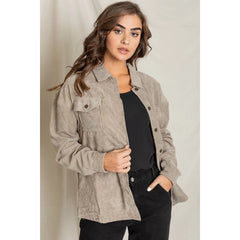 Plus Size Corduroy Boyfriend Oversize Shirt Jacket