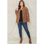Plus Size Corduroy Boyfriend Oversize Shirt Jacket