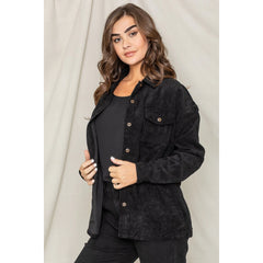 Plus Size Corduroy Boyfriend Oversize Shirt Jacket
