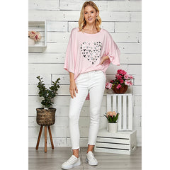 Oversized heart printed top - Highly Stretchy Top - Regular & Plus Size Tops