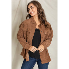 Plus Size Corduroy Boyfriend Oversize Shirt Jacket