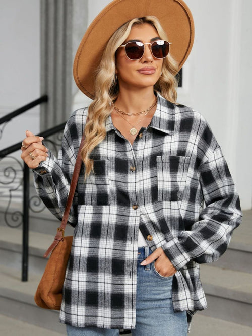 Plaid Collared Neck Long Sleeve Shirt | Fall Fashion Must-Have | Sizes Small through 2XL | 8 Fun Colors