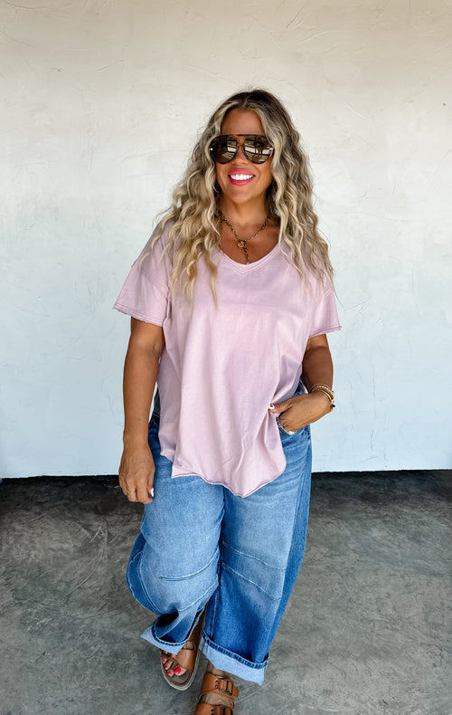 PREORDER- JOEY VNECK WASHED COTTON BOYFRIEND TEE