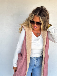 PREORDER- REVERSIBLE SHERPA PUFFER VEST