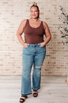 Judy Blue Isla Mid Rise Distressed Bootcut Jeans – Vintage Wash with Released Hem | Sizes 0–24W