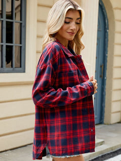 Plaid Collared Neck Long Sleeve Shirt | Fall Fashion Must-Have | Sizes Small through 2XL | 8 Fun Colors