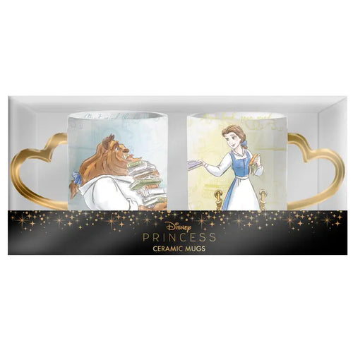 Officially Licensed Disney Belle & Beast Couple's Mug Set - 2 Pack