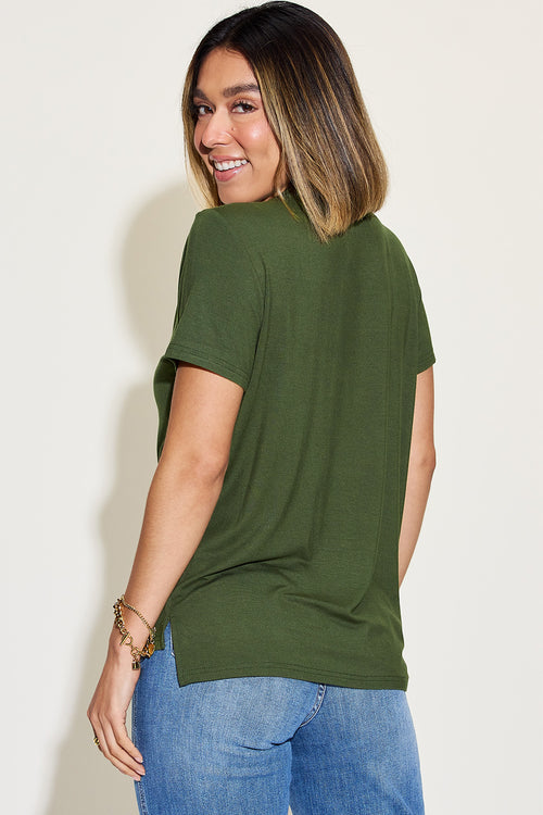 Basic Bae Full Size V-Neck High-Low T-Shirt - Ultimate Comfort & Style