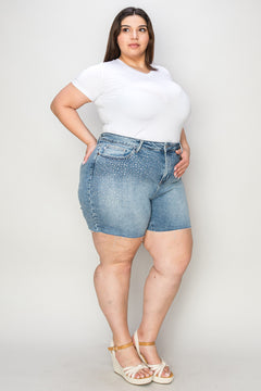 Judy Blue Full Size High Waist Raw Hem Denim Shorts - Style #15251