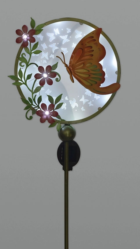 Peach Glow Butterfly Solar Garden Stake