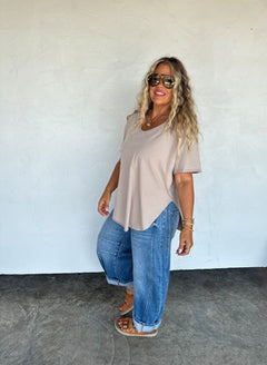 PREORDER- JOEY VNECK WASHED COTTON BOYFRIEND TEE