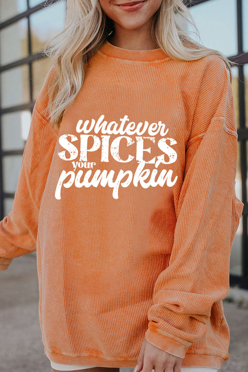 Cozy Orange 'Whatever Spices Your Pumpkin' Oversize Sweatshirt – Fall Favorite