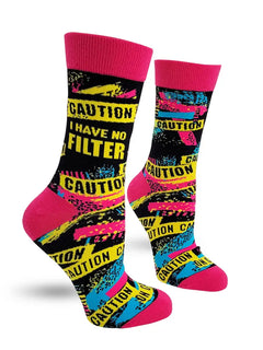 Caution: I Have No Filter" Crew Socks | Sassy Sanctuary Style
